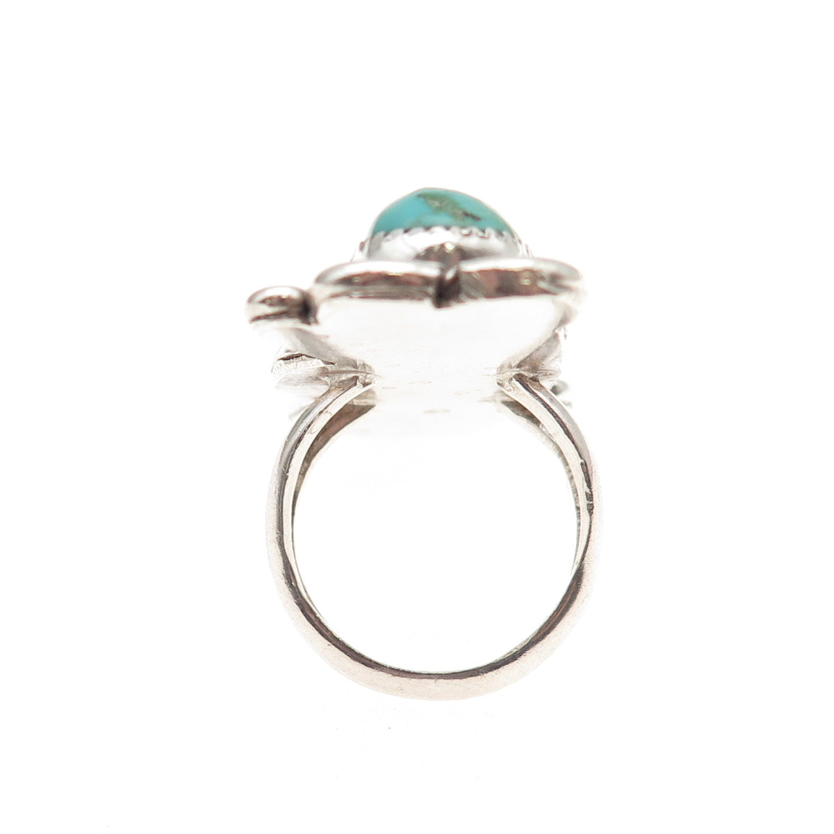 Old Pawn 925 Sterling Silver Vintage Southwestern Turquoise Tribal Ring Size 8