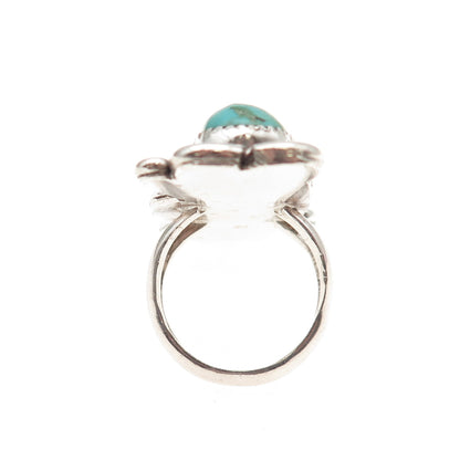 Old Pawn 925 Sterling Silver Vintage Southwestern Turquoise Tribal Ring Size 8