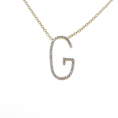 925 Sterling Silver Gold Plated Real Diamond Letter G Cable Chain Necklace 18"