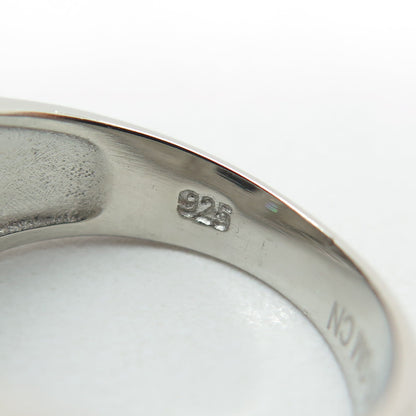 925 Sterling Silver Radiant-Cut Black & Round White C Z Ring Size 8.25