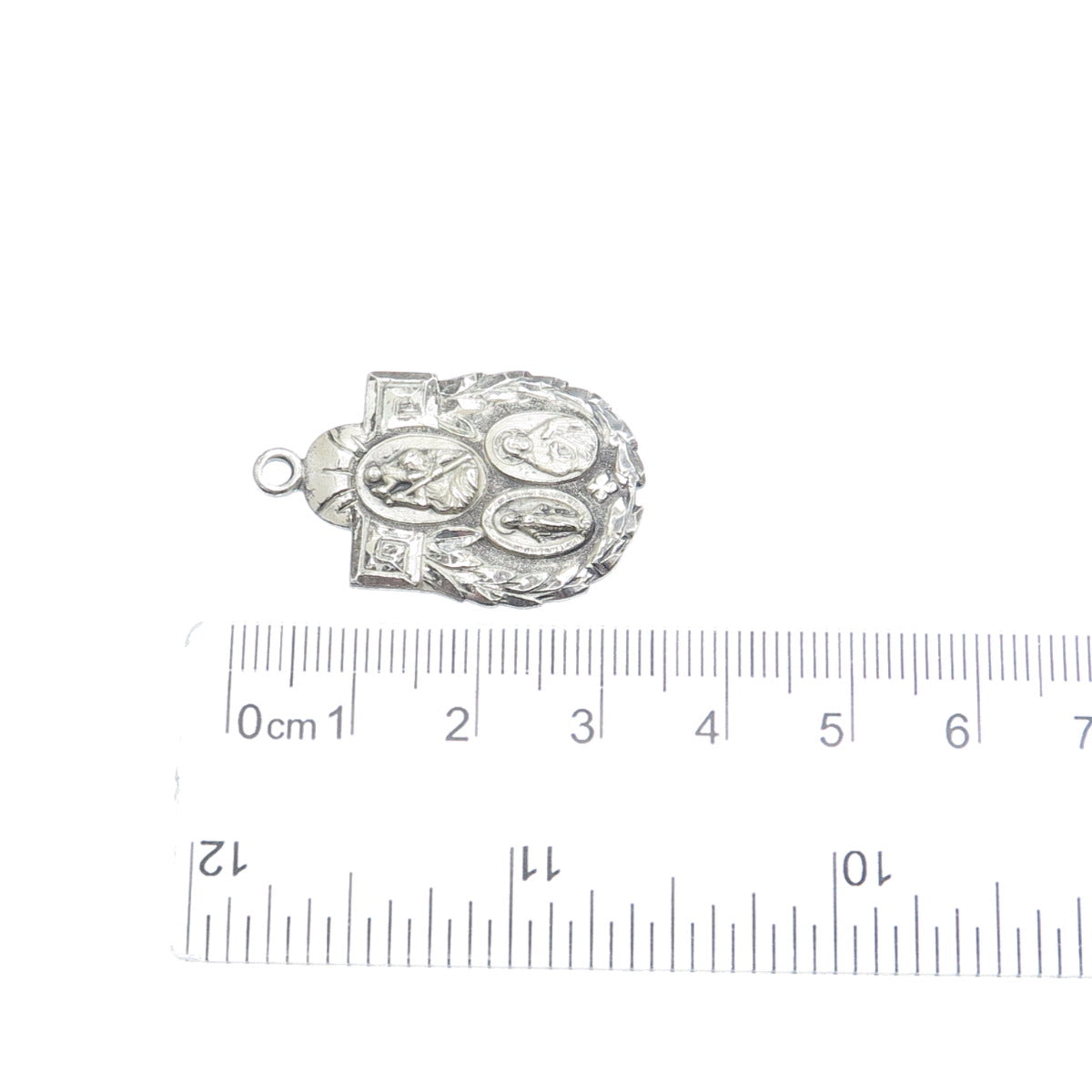 925 Sterling Silver Antique St. Mary St. Christopher & Jesus Medal Charm Pendant