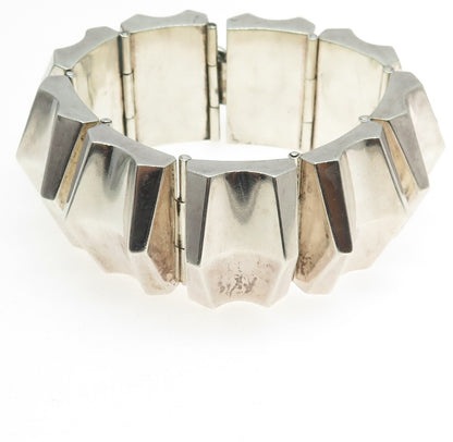 GARCIA HNOS Sterling Silver Vintage Mexico Modernist Solid 115.2g Bracelet 7.75"
