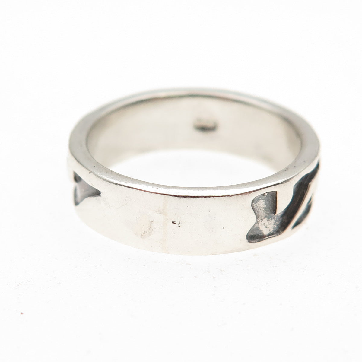 925 Sterling Silver Vintage Wave Oxidized Band Ring Size 6.5