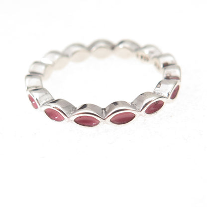 Pandora 925 Sterling Silver Pink Enamel Joy Band Ring Size 5.25
