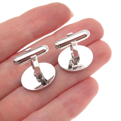 Walter E Hayward 925 Sterling Silver Vintage Real Black Onyx Oval Cufflinks