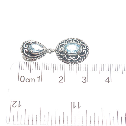 ROSS SIMONS 925 Sterling Silver Vintage Real Blue Topaz Oxidized Charm Pendant