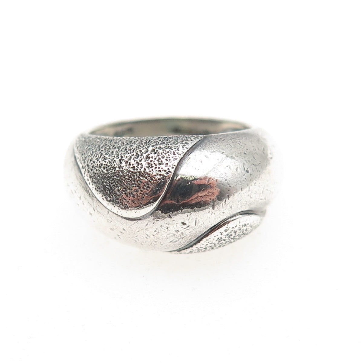 925 Sterling Silver Vintage S&G Modernist Wavy Dome Oxidized Ring Size 6.25