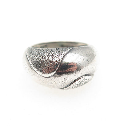925 Sterling Silver Vintage S&G Modernist Wavy Dome Oxidized Ring Size 6.25