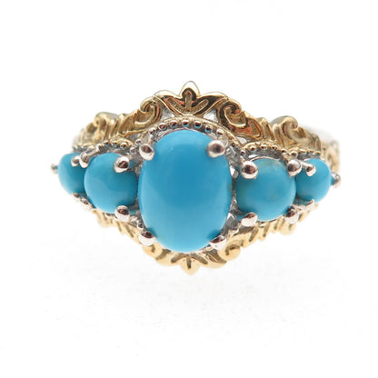 Chuck Clemency Sterling Silver 2-Tone Real Sleeping Beauty Turquoise Ring Size 6