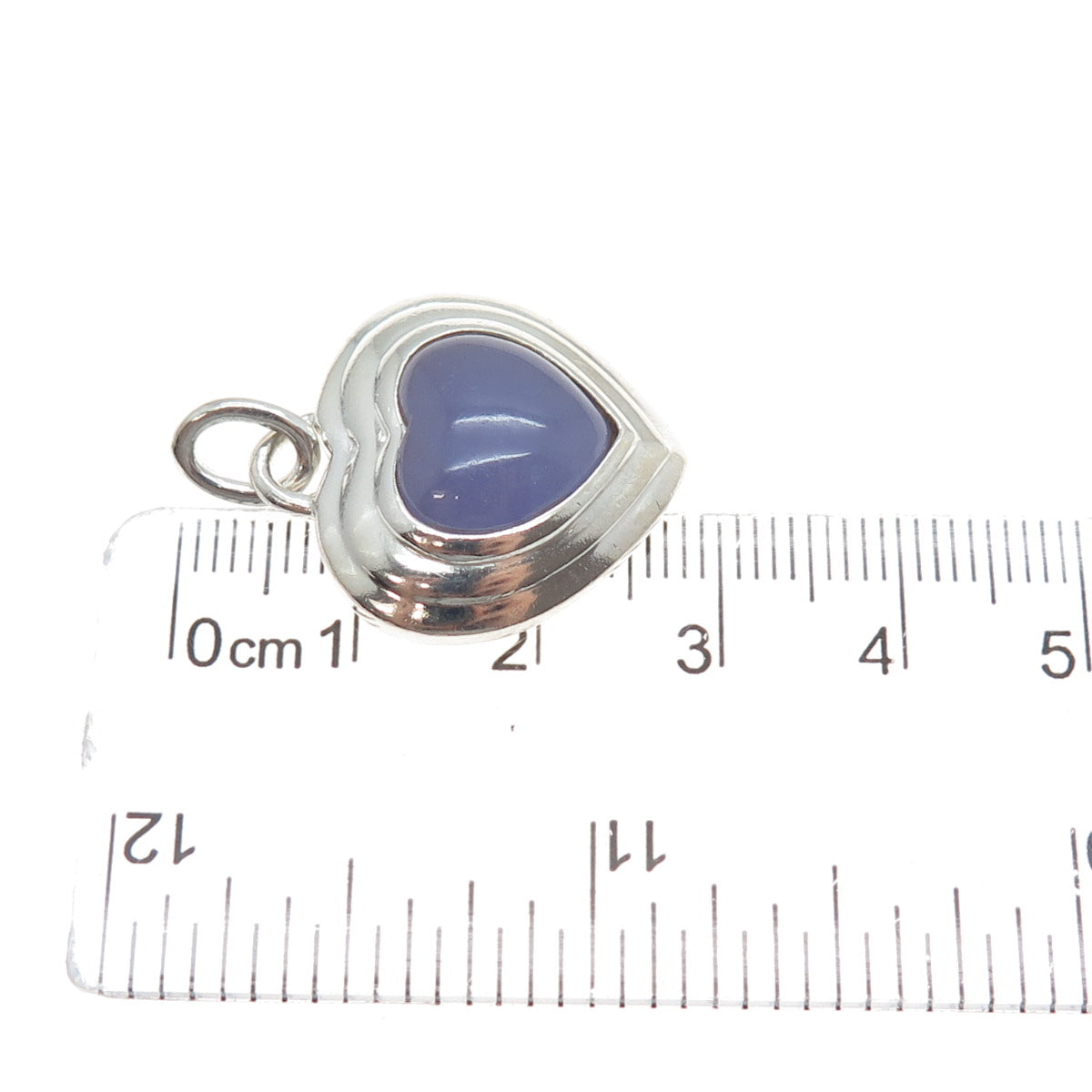 CNA PRANDA 925 Sterling Silver Vintage Real Lavender Jade Heart Charm Pendant