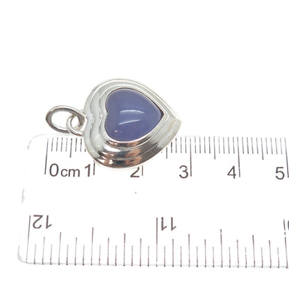 CNA PRANDA 925 Sterling Silver Vintage Real Lavender Jade Heart Charm Pendant