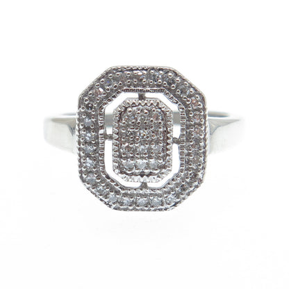 925 Sterling Silver Real Round-Cut Diamond Sparkle Ring Size 8.5