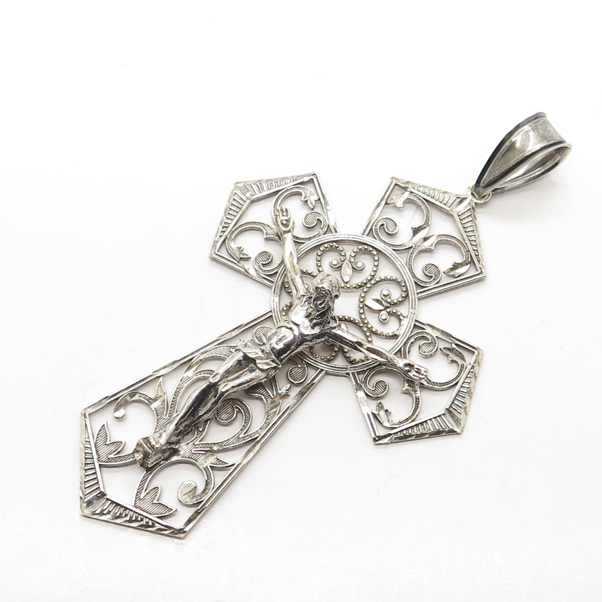 925 Sterling Silver Vintage SMD Creations Crucifix Cross Religious Pendant