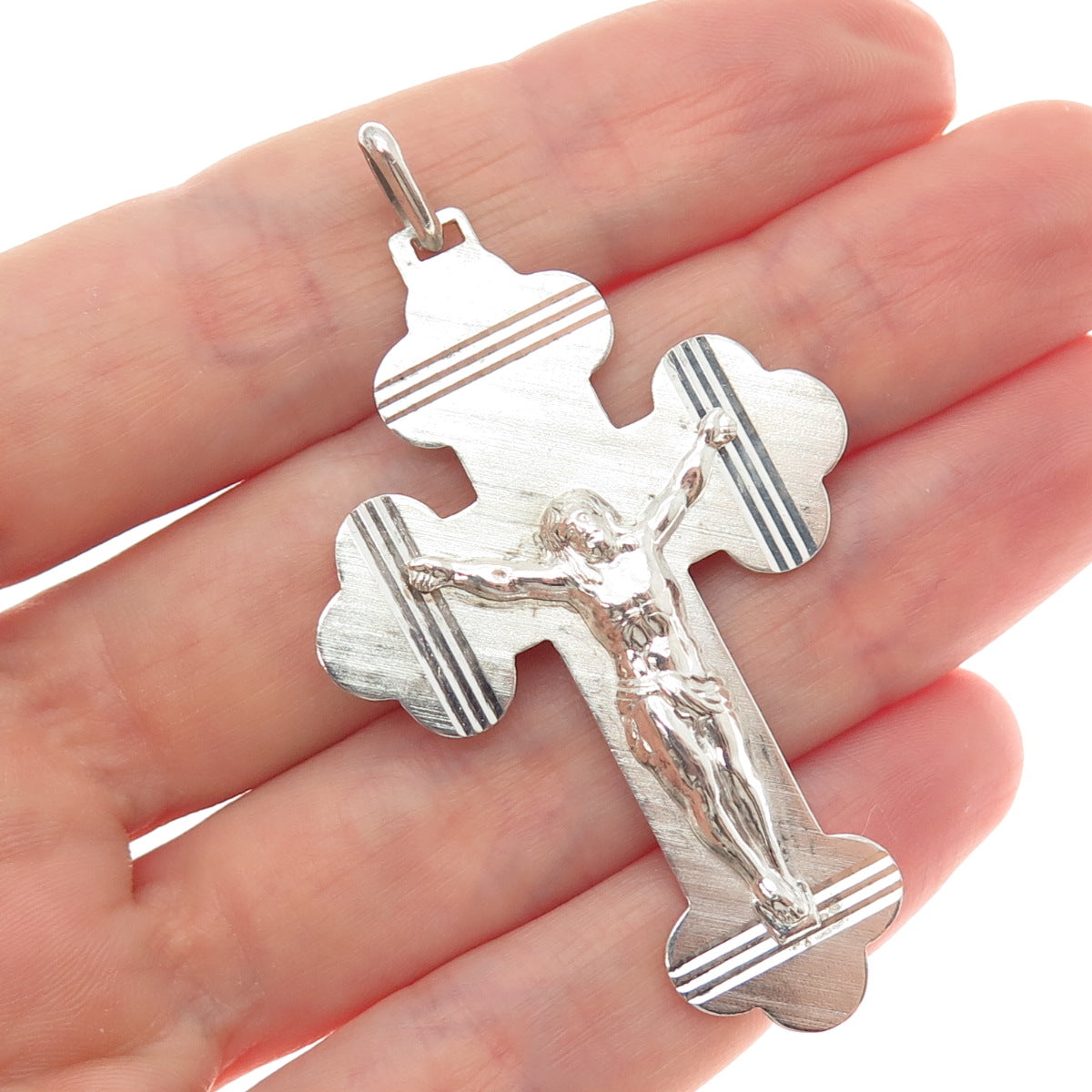 925 Sterling Silver Vintage Italy Crucifix Cross Religious Charm Pendant