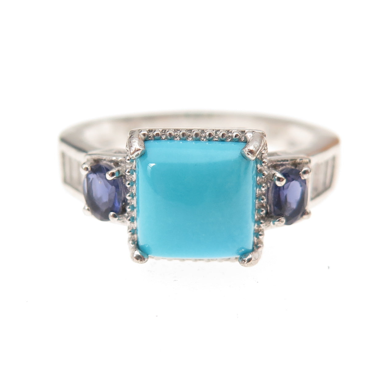 Chuck Clemency 925 Sterling Silver Real Turquoise Tanzanite & Topaz Ring Size 8
