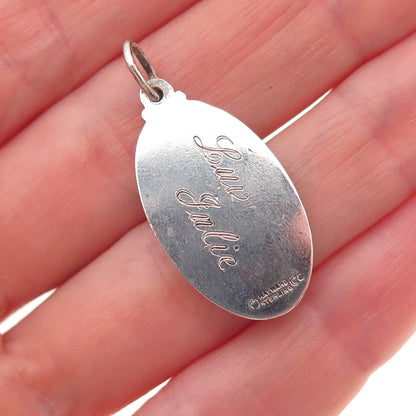 Hayward 925 Sterling Silver Vintage St. Christopher Oxidized Charm Pendant