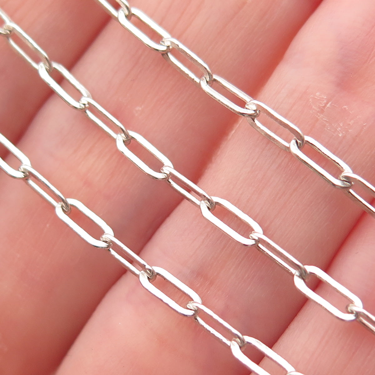 925 Sterling Silver Vintage Oval Paperclip Chain Necklace 18"