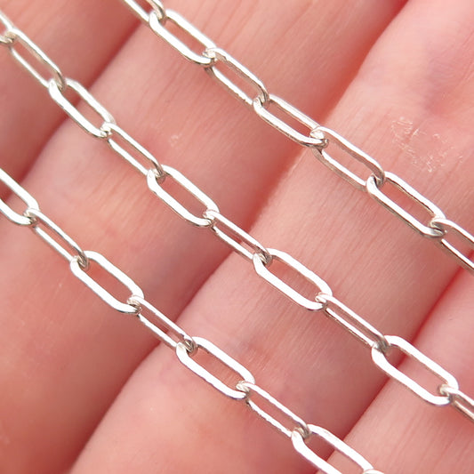 925 Sterling Silver Vintage Oval Paperclip Chain Necklace 18"
