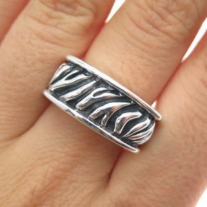 SIDNEY EVAN 925 Sterling Silver Vintage Modernist Oxidized Ring Size 7.75