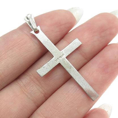 925 Sterling Silver Antique Art Deco Real Marcasite Cross Pendant