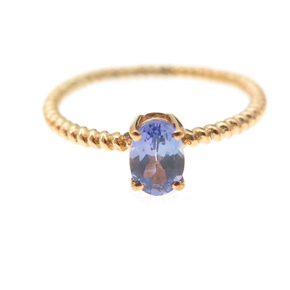 Chuck Clemency 925 Sterling Silver Gold Plated Real Tanzanite Ring Size 7.25