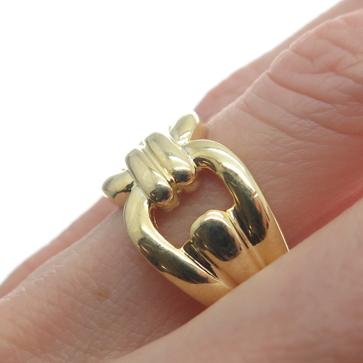 925 Sterling Silver Gold Plated Interlocked Modernist Ring Size 9.25
