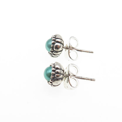 925 Sterling Silver Faux Pearl Oxidized Stud Earrings