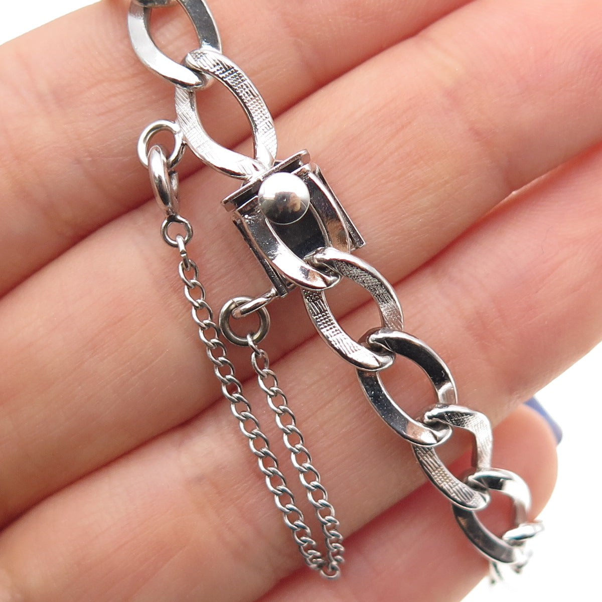 A&Z HAYWARD 925 Sterling Silver Vintage Curb Link Bracelet 7.25"