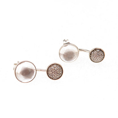 Pandora Sterling Crystal & C Z Dazzling Poetic Droplets Interchangeable Earrings