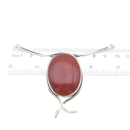 925 Sterling Silver Vintage Real Red Jasper Modernist Centerpiece Necklace Part