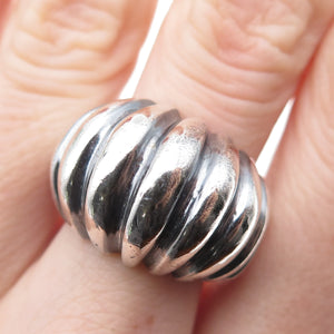 LARREY 925 Sterling Silver Vintage Mexico Modernist Dome Oxidized Ring Size 8.75