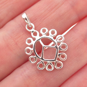925 Sterling Silver Vintage Peace Symbol Swirl Charm Pendant