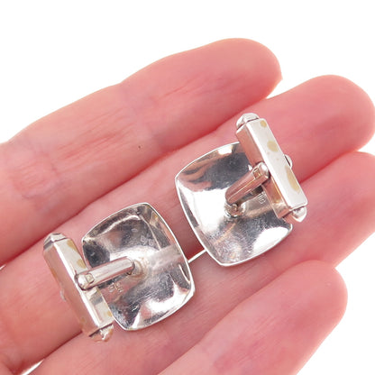 950 Silver 2-Tone Antique Japan Mount Fuji Landscape Cufflinks