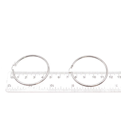 925 Sterling Silver Vintage Textured Tube Hoop Earrings