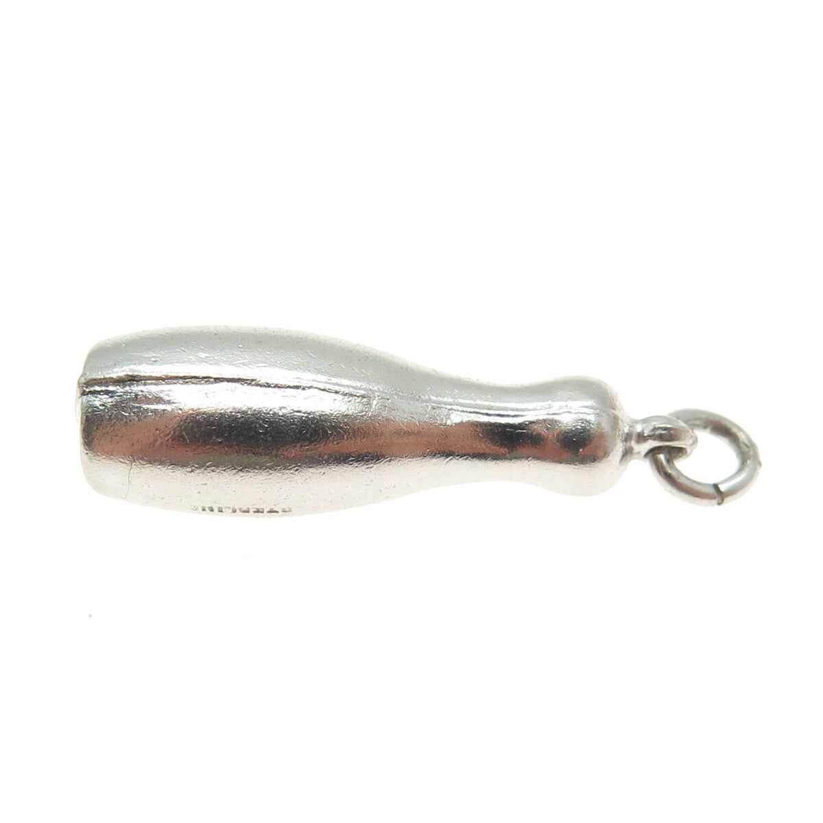 925 Sterling Silver Antique Bowling Pin 3D Charm Pendant