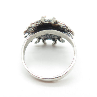 925 Sterling Silver Vintage Sun Face Oxidized Ring Size 7