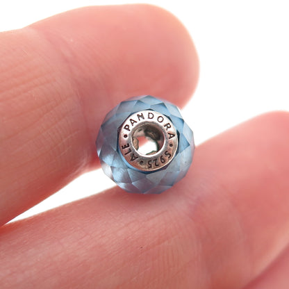 Pandora 925 Sterling Silver Blue Crystal Essence Friendship Slide Bead Charm