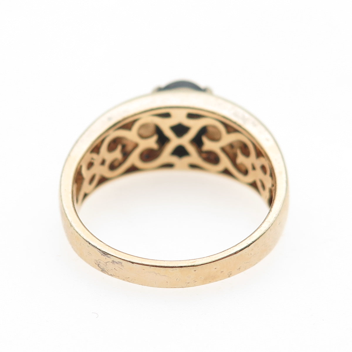 925 Sterling Gold Plated Blue Diamond Star Sapphire & White Topaz Ring Size 11