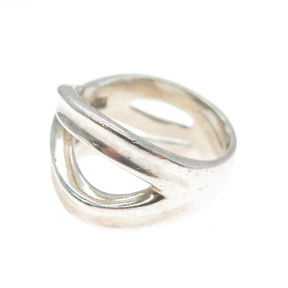 925 Sterling Silver Vintage Modernist Crisscross Ring Size 6.25