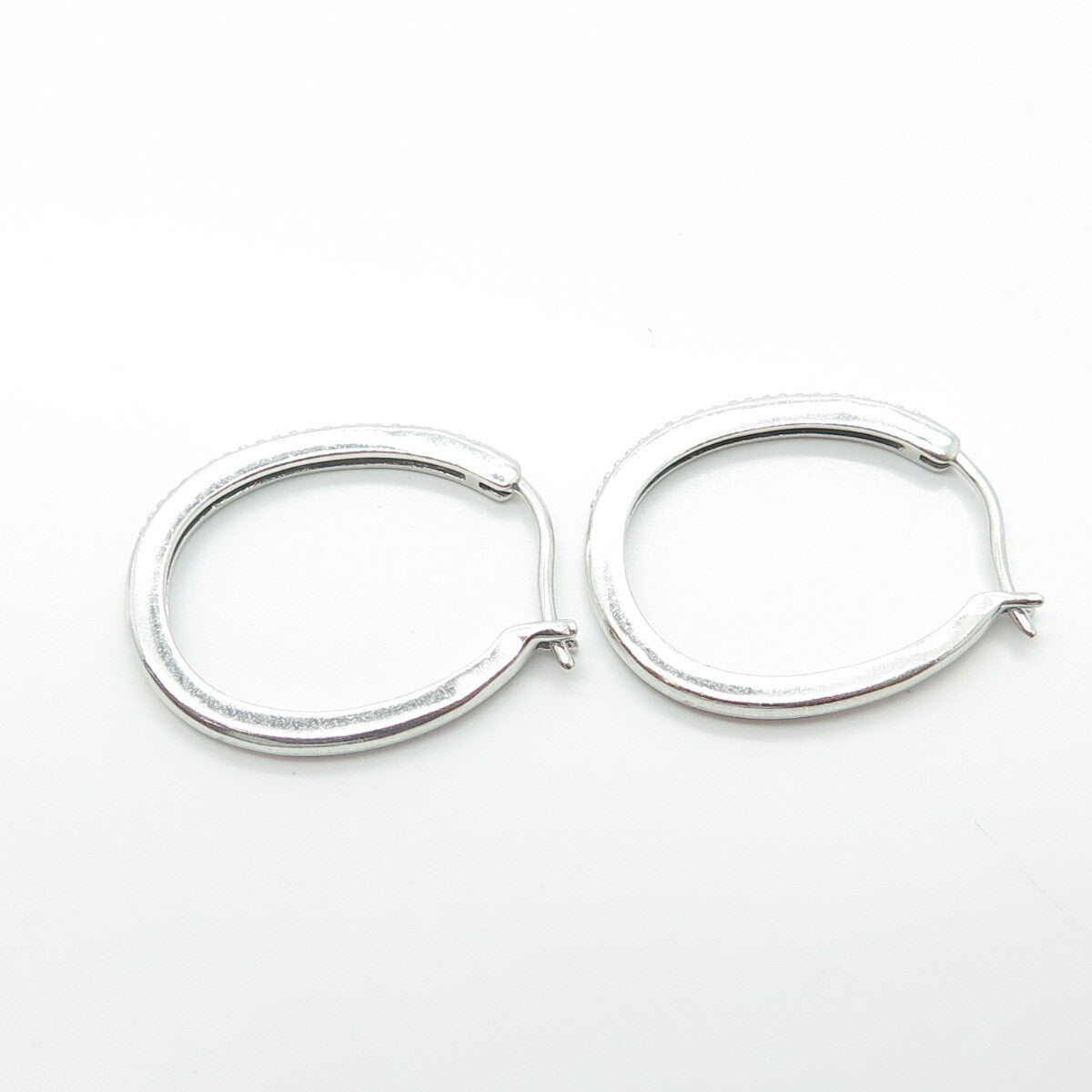 925 Sterling Silver Sun Real White Diamond Half Eternity Hoop Earrings