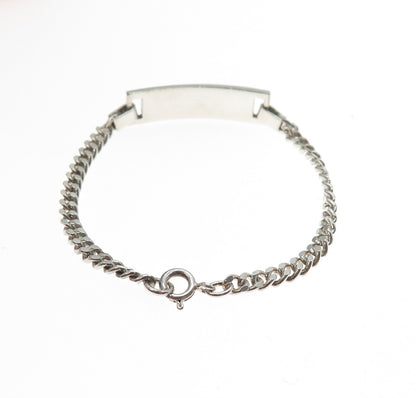 925 Sterling Silver Vintage Enamel Modernist Cuban Link ID Bracelet 6"