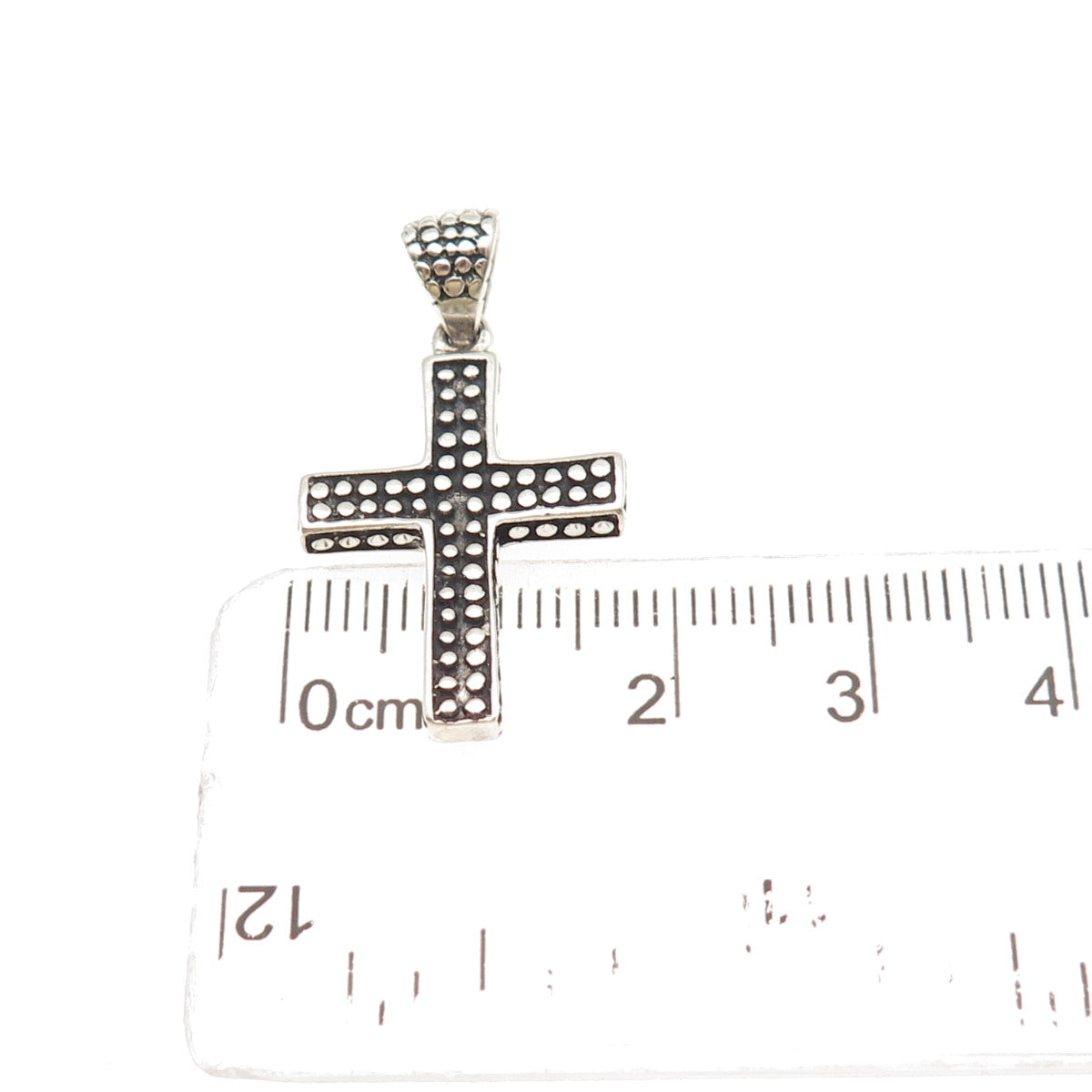 925 Sterling Silver Vintage Dotted Cross Oxidized Charm Pendant