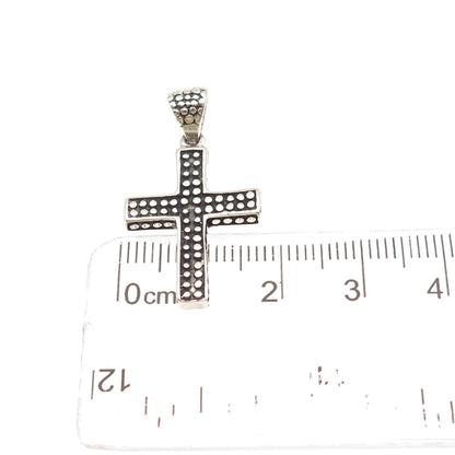 925 Sterling Silver Vintage Dotted Cross Oxidized Charm Pendant