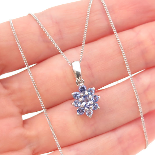 Chuck Clemency 925 Sterling Silver Real Tanzanite Cuban Chain Necklace 20"