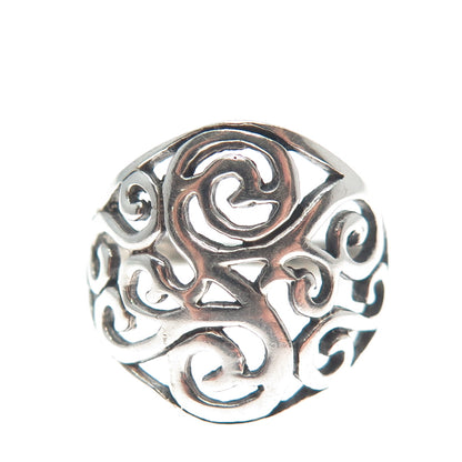 925 Sterling Silver Vintage Swirl Oxidized Ring Size 6