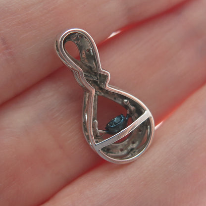 925 Sterling Silver Real White Diamond Infinity Slide Pendant