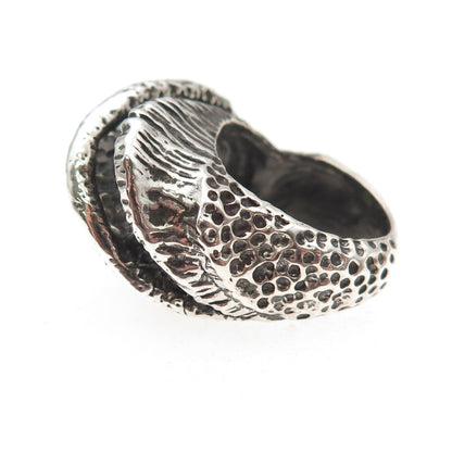 925 Sterling Silver Vintage Modernist Oxidized Ring Size 5