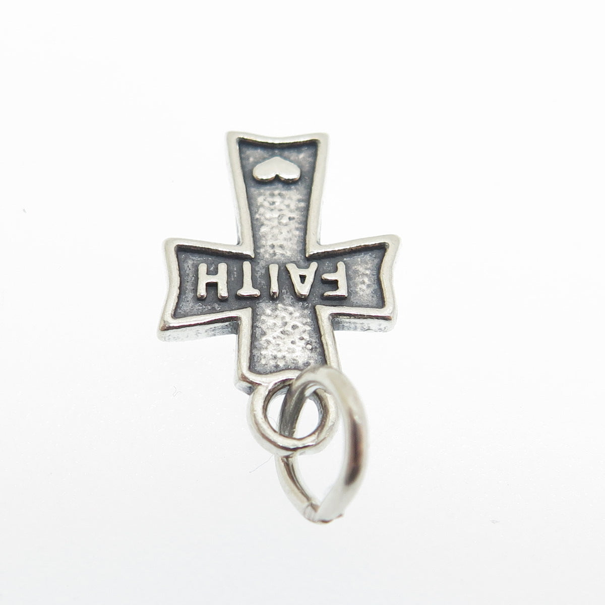 SUNDANCER 925 Sterling Silver Vintage "Faith" Cross Religious Minimalist Pendant