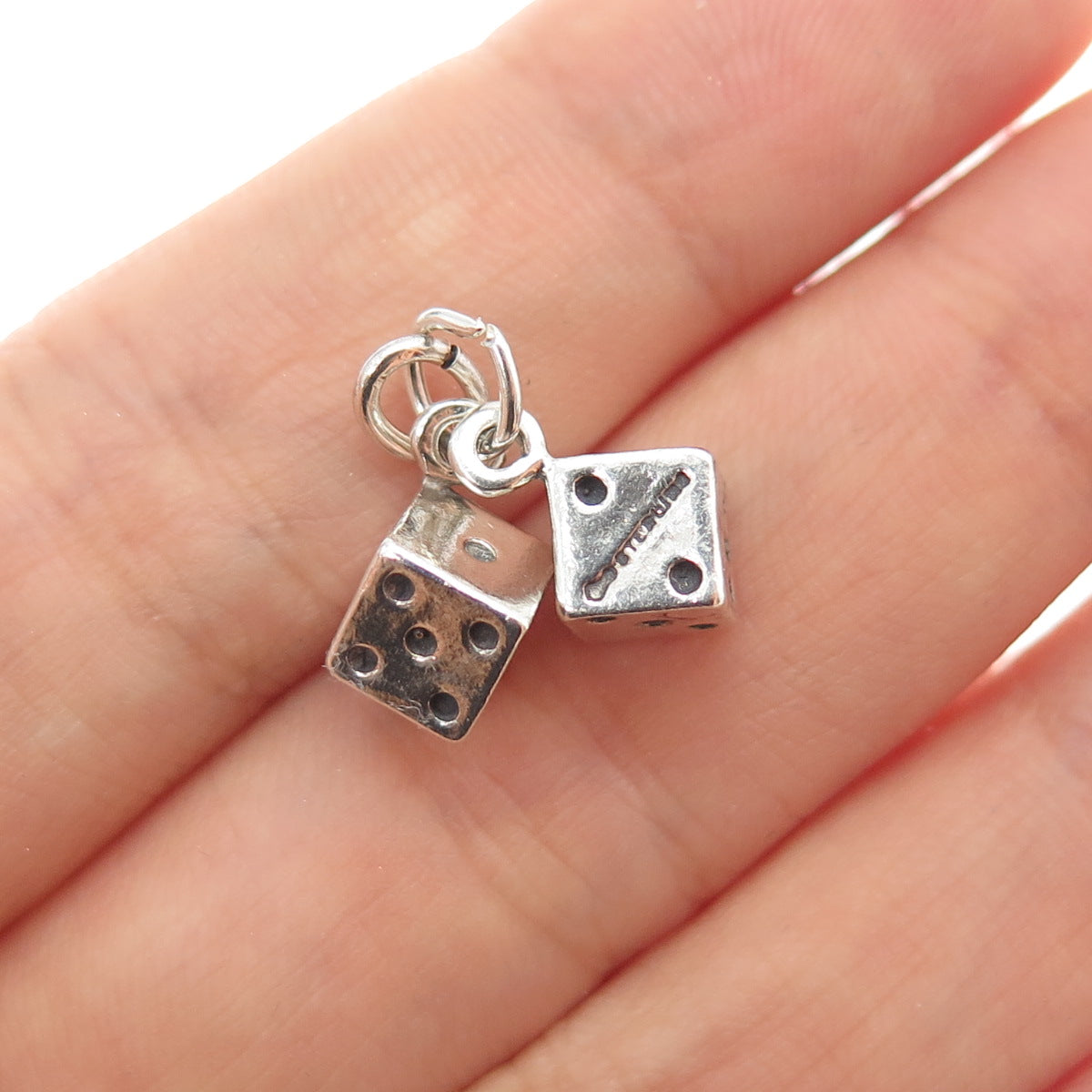 MAISELS INDIAN TRADING Sterling Silver Vintage Lucky Dice Minimalist 3D Pendant