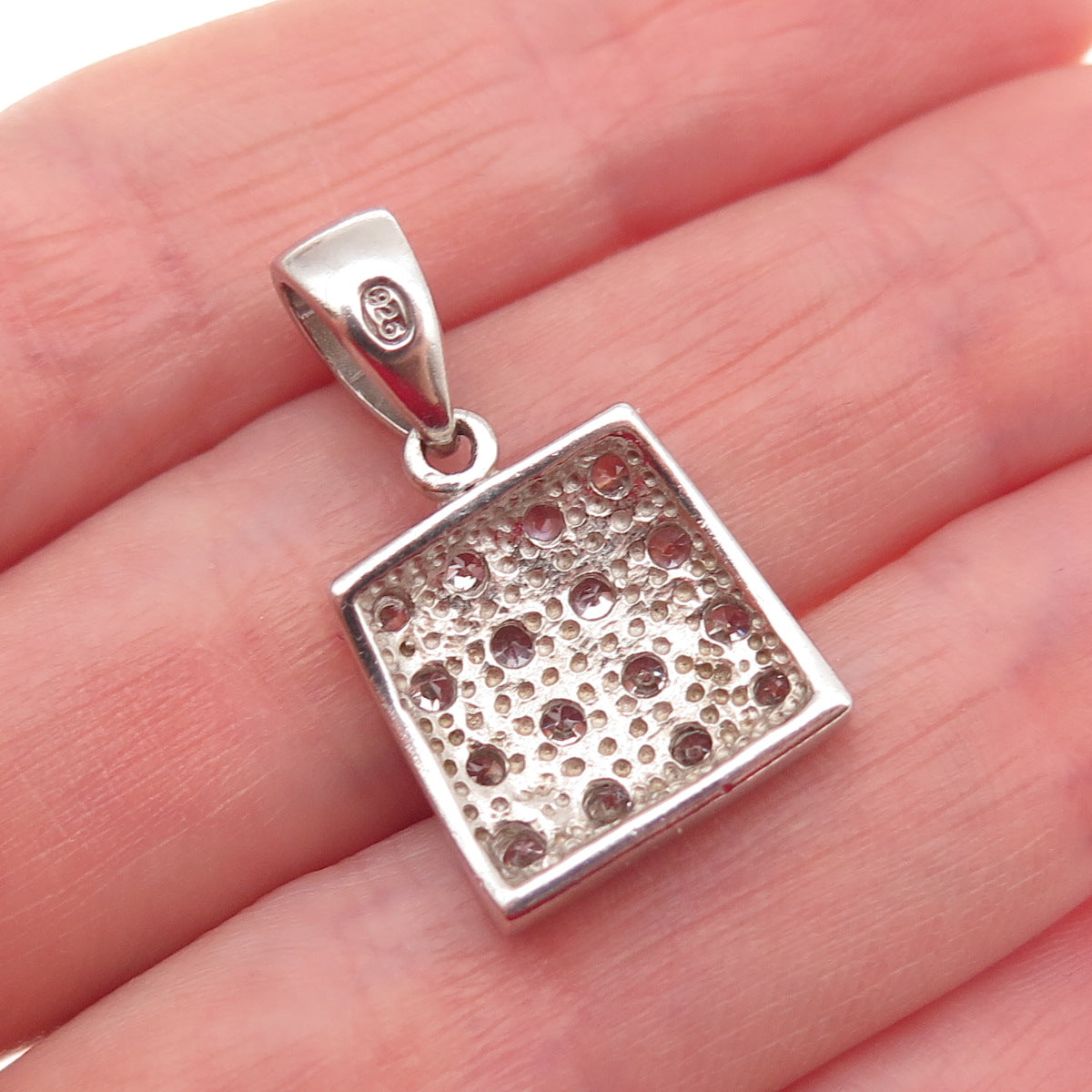 925 Sterling Silver Round-Cut C Z Mini Charm Pendant